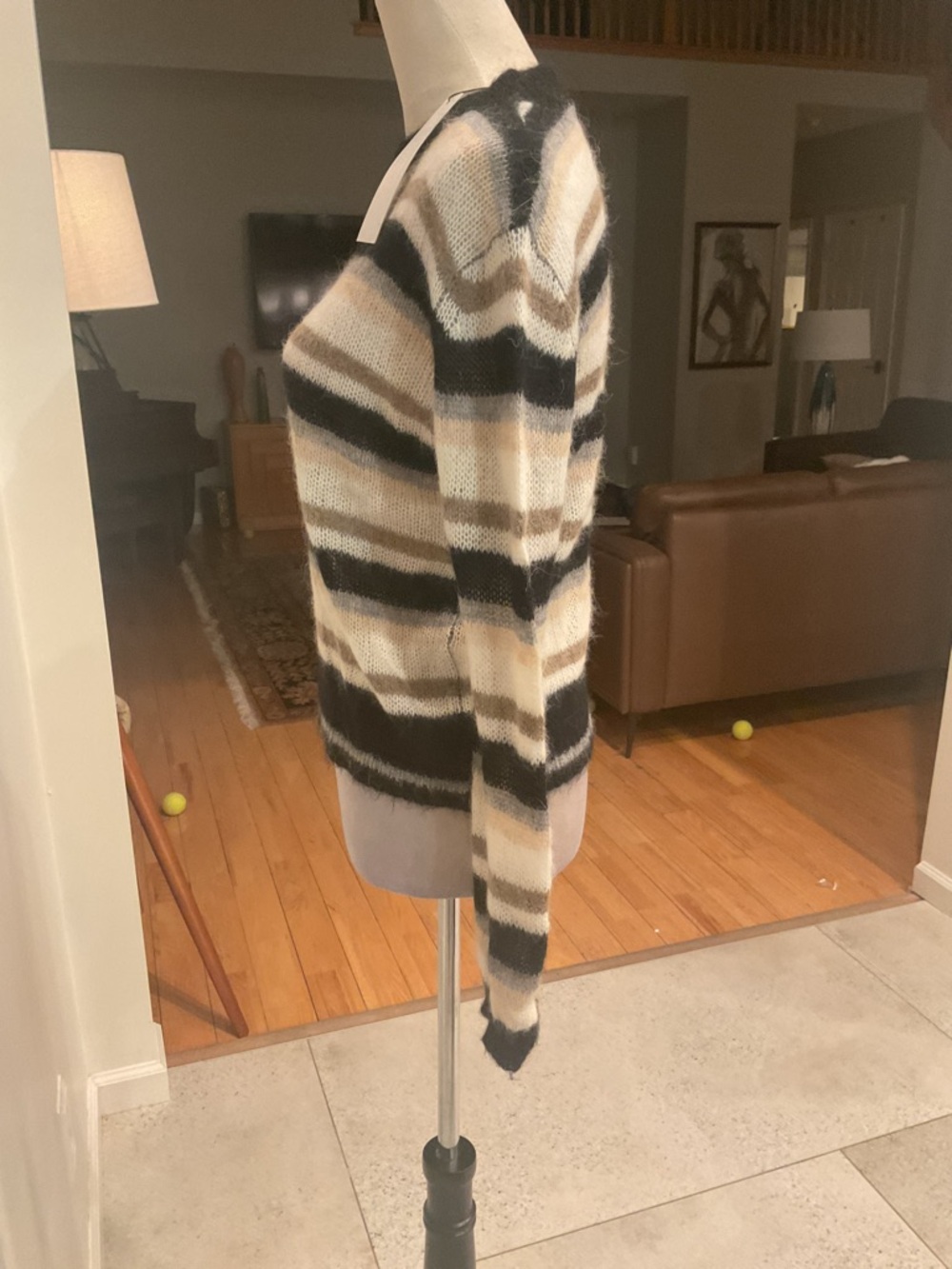One Grey Day Alpaca/Merino Wool Striped Sweater - Picture 6 of 10